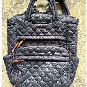 MZ Wallace Small Utility Quilted Backpack in Dark Blue (Dusk)